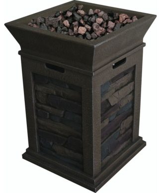 29" Charcoal Black and Anchor Gray Plastic Alpine Gas Firebowl Column