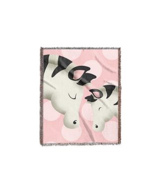 "Zebra Mommy and Baby on Pink" Woven Blanket 60"x80"