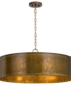 60W Rochefort Metal 5 Light Chandelier, Distress Gold Finish