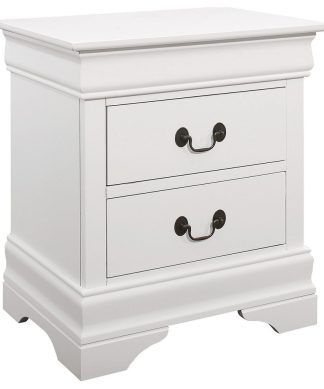 Wood Nightstand with 2 Drawers, White
