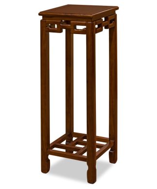 36" Mahogany Finish Elmwood Chinese Key Pedestal