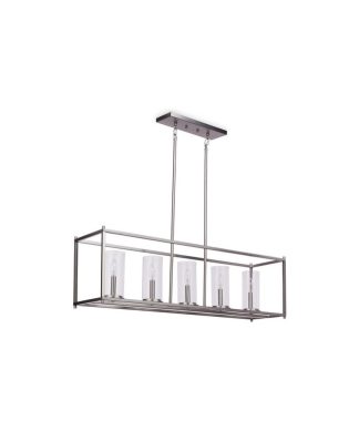 5-light Kitchen Island Dining Rectangular Linear Chandelier - Brushed Nickel