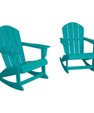 Westintrends 2 PCS Outdoor Patio Porch Rocking Adirondack Chairs Seat, Turquoise