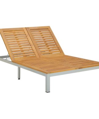 vidaXL Solid Wood Acacia Double Sun Lounger Wooden Patio Garden Outdoor Seat