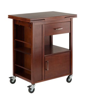 Winsome Gregory Transitional Solid Wood Kitchen Cart in Walnut