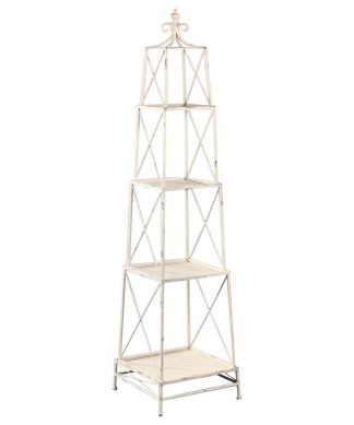 4 Tier Metal Obelisk Display Shelf, Cream