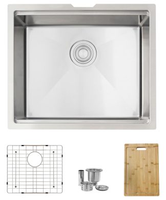 22 inch Workstation Single Bowl Undermount 16 Gauge Stainless Steel Kitchen Sink