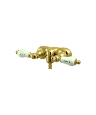 Vintage Polished Brass 3-3/8" Wall Mount Clawfoot Tub Filler CC43T2
