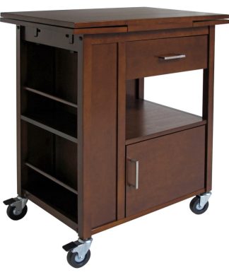 Winsome Wood Transitional Walnut Solid Wood And Composite Wood Cart 94643