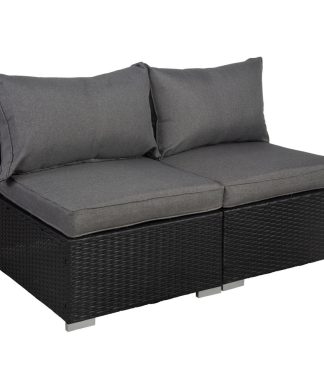 Westintrends Outdoor Patio Rattan Wicker Armless Sofa with Cushions (Set of 2),