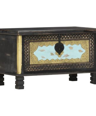 vidaXL Solid Mango Wood Storage Chest Black Home Storage Box Coffee Table