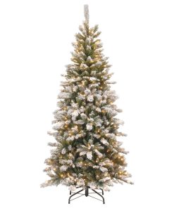 7-1/2' Snowy Mountain Pine Slim Hinged Tree With 500 Clear Lights