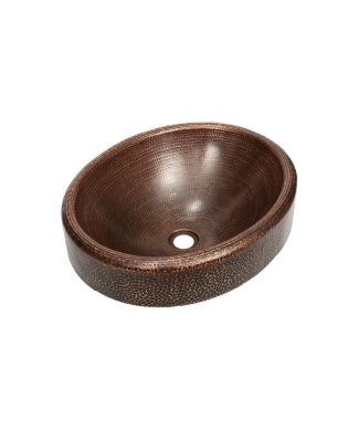 18" Oval Prescenio Copper Apron Vessel Bathroom Sink by SoLuna, Rio Grande