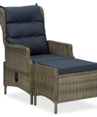 vidaXL Reclining Patio Chair with Footstool Poly Rattan Brown Garden Seat
