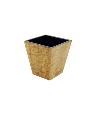 Walnut Burl Inlay Lacquer Waste Basket