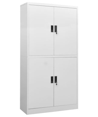 vidaXL Office Cabinet Light Gray 70.9" Steel Storage Side Cabinet Furniture