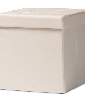Wheeler Contemporary Fabric Upholstered Storage Ottoman, Beige
