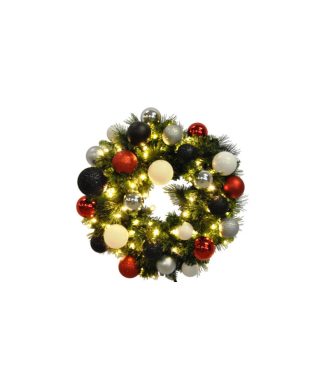 4' Pre-Lit Warm White LED Sequoia Wreath Decorated With The Modern Ornament