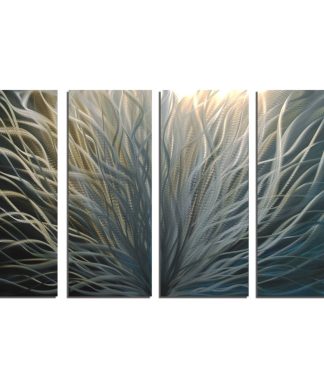 "Radiance Silver and Gold 36x63" Metal Wall Art by Miles Shay, 4-Piece Set