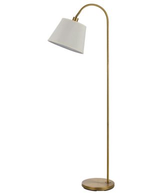 60 Watt Metal Floor Lamp with Gooseneck Shape and Stable Base, Gold