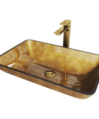 VIGO Sink in Copper and Faucet in Matte Gold