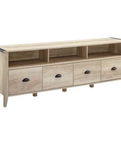 70" Industrial Farmhouse 4-Drawer TV Stand, White Oak