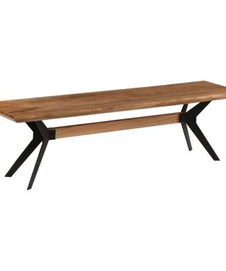 vidaXL Solid Acacia Wood Dining Bench Steel Dinner Seat Wooden Home Furniture
