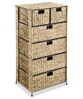 vidaXL Storage Unit with 6 Baskets 18.5" Water Hyacinth Cabinet Organizer