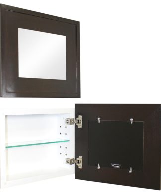 14x11 Landscape Mirrored Medicine Cabinet, Coffee Bean