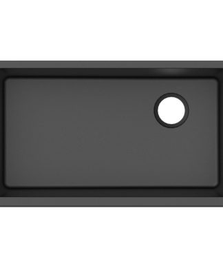 Winpro Undermount Kitchen Sink, Single Bowl, Granite Quartz, 33", Black