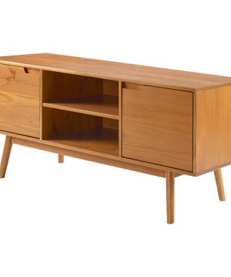 58" 2 Door Solid Wood TV Console, Caramel