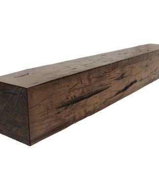 6"H x 6"D x 60"W Hand Hewn Faux Wood Fireplace Mantel, Premium Aged
