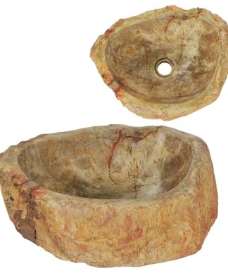 vidaXL Sink 17.7"x13.8"x5.9" Fossil Stone Cream Bathroom Natural Stone Basin