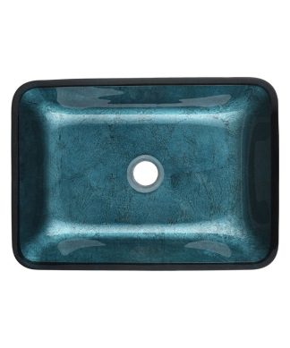 18.1Tempered Glass Handmade Countertop Rectangular Bathroom Sink With Faucet