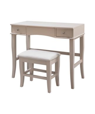 Wooden Vanity Set with Flip Top Mirror and 2 Drawers in Beige and White