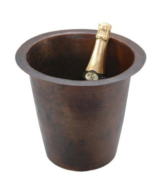 12" Round Hammered Copper Champagne Bar/Prep Sink