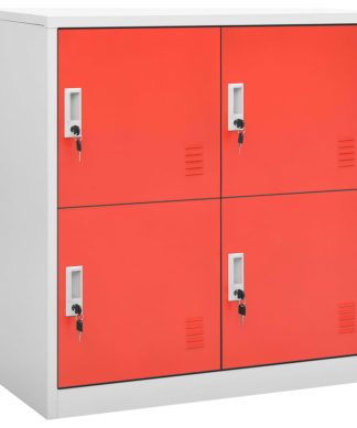 vidaXL Locker Cabinet Light Gray and Red Steel Home Storage Office Cabinet