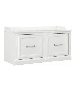 Woodland 40W Shoe Storage Bench with Doors in White Ash - Engineered Wood