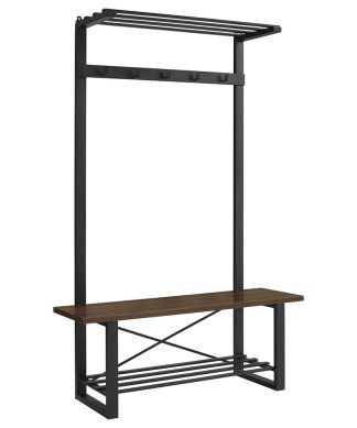 47" Industrial Wood Hall Tree - Dark Walnut