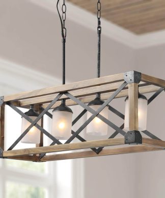 Vintage 4-light Rectangular Chandelier