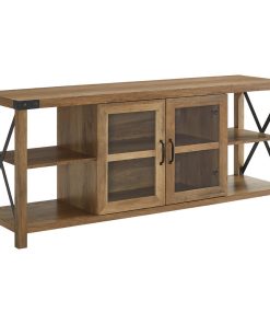 60" Farmhouse Metal X TV Stand, Reclaimed Barnwood