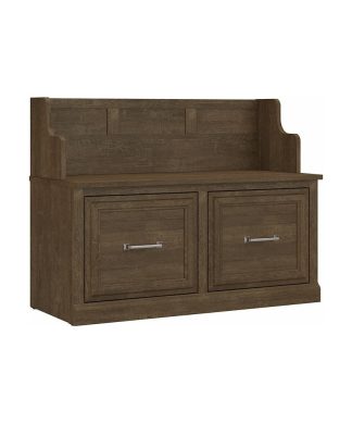 Woodland 40W Entryway Bench with Doors in Ash Brown - Engineered Wood