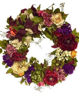 XL All Season Outdoor Tuscan Wreath, Peony, Hydrangea, Rose, and Zinnia