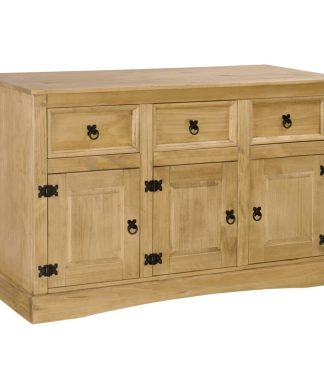 vidaXL Solid Wood Mexican Pine Sideboard Corona Range 3 Doors Cabinet Cupboard