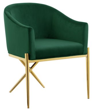 Xavier Velvet Dining Chair, Green, Gold Legs