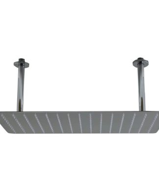 20" Rectangular Brushed Solid Stainless Steel Ultra Thin Rain Shower Head, Polis