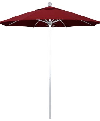 7.5' Silver Push Lift Aluminum Umbrella, Sunbrella, Spectrum Ruby
