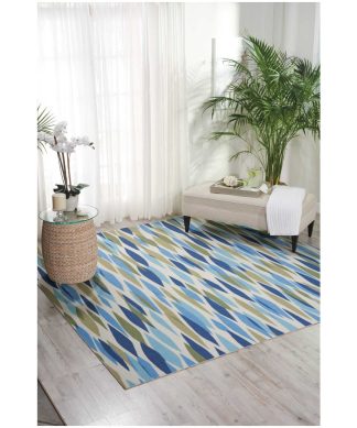 Waverly Sun N' Shade Abstract Seaglass 7'9" x 10'10" Indoor Outdoor Area Rug