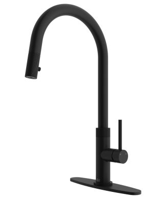 VIGO Bristol Pull-Down Kitchen Faucet With Deck Plate, Matte Black