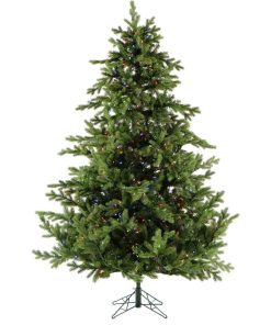 7.5' Virginia Fir Christmas Tree With Multi-Color LED String Lighting